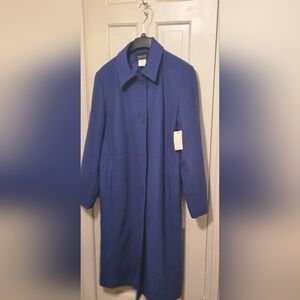 Harvey Bernard Signature Blue Women's Long Coat Size 16 Business Classic